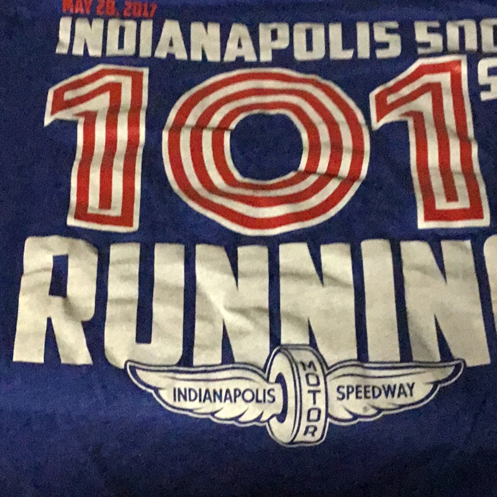 Men’s  Blue Graphic Tee Indy 500 101 running L